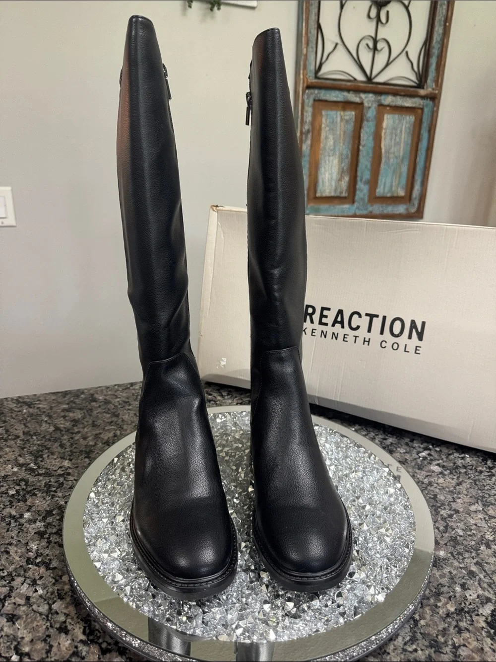 Kenneth Cole Reaction Lionel weaved Black Over-the-Knee riding Boots NEW 8